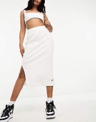 Nike ribbed jersey skirt in stone-Neutral