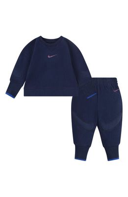 Nike Ribbed Organic Cotton Crewneck Sweatshirt & Joggers Set in Midnight Navy