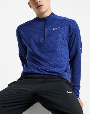 Nike Running Dri-FIT Element quarter zip top in blue