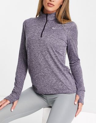 Nike Running Dri-FIT half-zip long sleeve top in purple