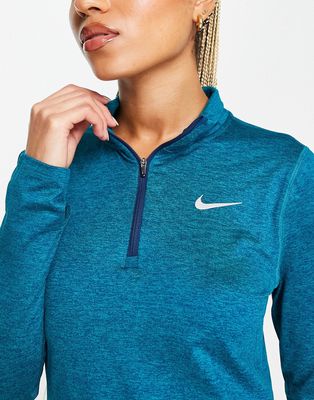 Nike Running Dri-FIT half zip top in blue