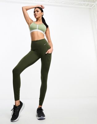 Nike Running Dri-FIT high-waisted leggings leggings in khaki-Green