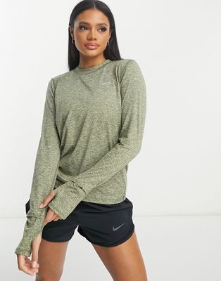 Nike Running Dri-FIT long sleeve top in green