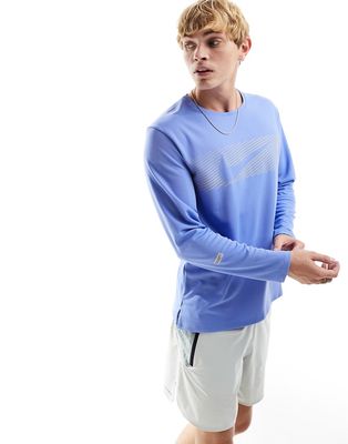 Nike Running Dri-FIT miler logo long sleeve in blue