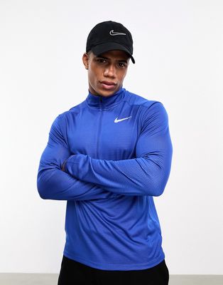Nike Running Dri-Fit Pacer half zip long sleeve in royal blue
