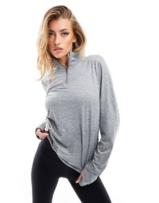 Nike Running Dri-FIT Swift Elemant UV half zip long sleeve top in gray
