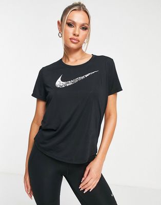Nike Running Dri-FIT Swoosh logo T-shirt in black
