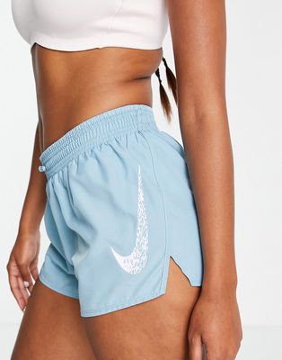 Nike Running Dri-FIT Swoosh mid-rise brief-lined shorts in pale blue