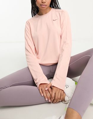 Nike Running Dri-FIT Swoosh midlayer top in pink-Orange