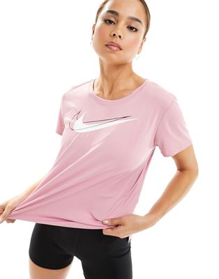 Nike Running Dri-FIT Swoosh t-shirt in pale pink