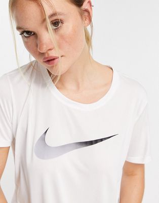 Nike Running Dri-FIT swoosh top in white