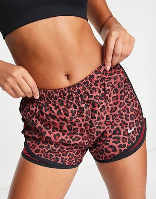 Nike Running Dri-FIT Tempo leopard print shorts in red