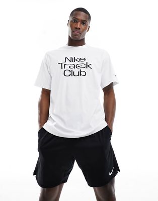 Nike Running Dri-Fit Track Club t-shirt in white
