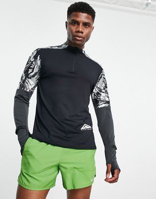 Nike Running Dri-FIT Trail Element half-zip long sleeve top in black