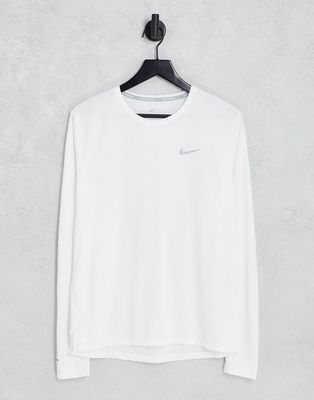 Nike Running Dri-FIT UV Miler long sleeve t-shirt in white