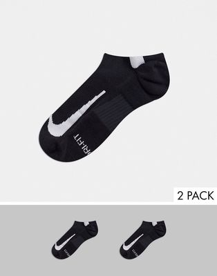 Nike Running Multiplier invisible 2 pack socks in black