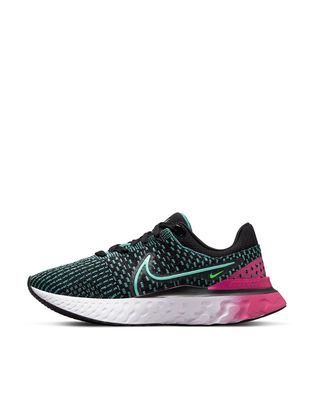 Nike Running React Infinity Run Flyknit 3 sneakers in dynamic turquoise/black-Multi