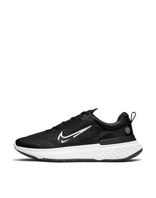 Nike Running React Miler 2 Shield sneakers in black/white