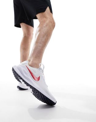 Nike Running Revolution 7 sneakers in white and red