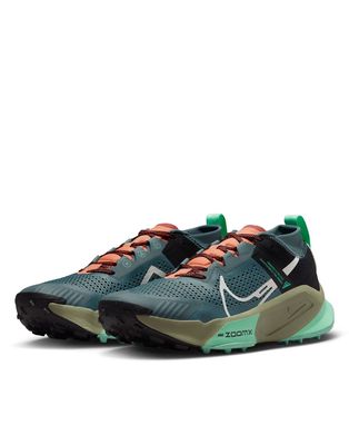 Nike Running Zegma sneakers in gray blue and green-White