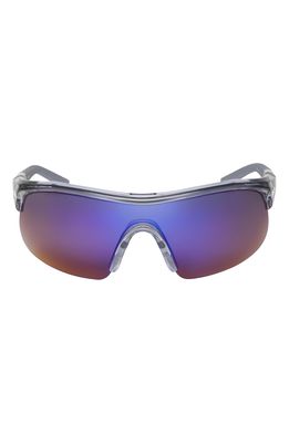 Nike Show X1 58mm Wraparound Sunglasses in Shiny Wolf Grey/Blue Mirror