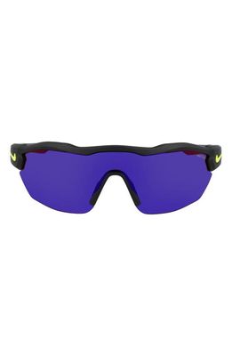 Nike Show X3 Elite 61mm Wraparound Sunglasses in Matte Black/Volt /Grey