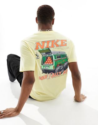 Nike sole rally back print T-shirt in yellow-White