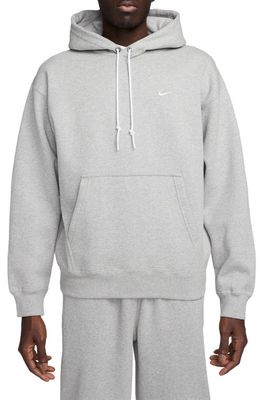 Nike Solo Swoosh Fleece Hoodie in Dark Grey Heather/White