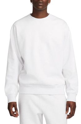 Nike Solo Swoosh Oversize Crewneck Sweatshirt in Birch Heather/White