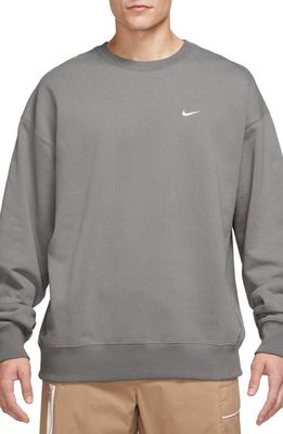 Nike Solo Swoosh Oversize Crewneck Sweatshirt in Flat Pewter/White