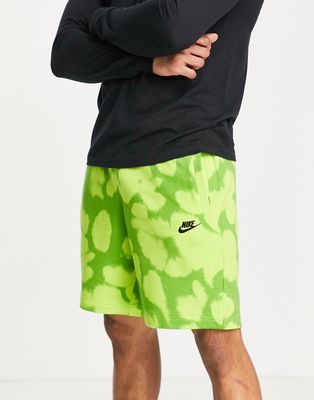 Nike Sport Essentials acid wash fleece shorts in green