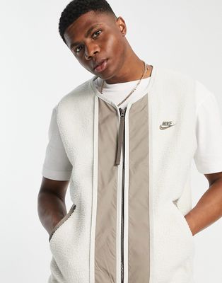 Nike Sport Essentials full-zip sherpa fleece vest in cream-White