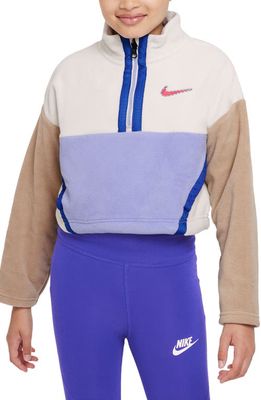 Nike Sports Kids' Colorblock Fleece Half-Zip Pullover in Bone/Khaki/Crimson