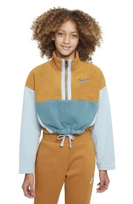 Nike Sports Kids' Colorblock Fleece Half-Zip Pullover in Desert Ochre/Ocean/Teal
