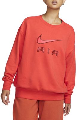 Nike Sportswear Air Fleece Crewneck Sweatshirt in Crimson/Oxen Brown