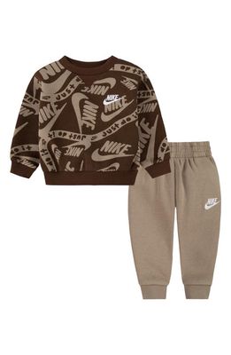 Nike Sportswear Club Crewneck Sweatshirt & Joggers Set in Khaki