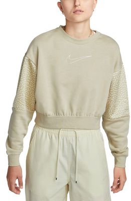 Nike Sportswear Club Crop Fleece Sweatshirt in Rattan/White