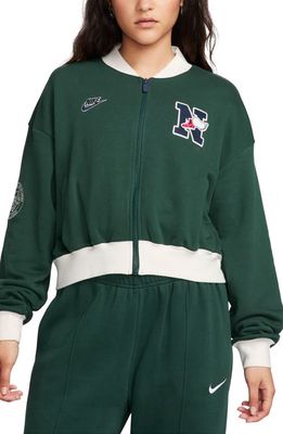 Nike Sportswear Club Exeter Crop Jacket in Pro Green/Sail/Midnight Navy