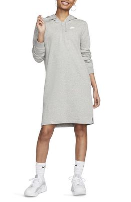 Nike Sportswear Club Half Zip Hooded Fleece Dress in Dark Grey Heather/White