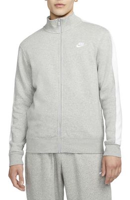 Nike Sportswear Club Zip Track Jacket in Dark Grey Heather/White