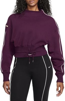 Nike Sportswear Collection Funnel Neck Sweatshirt in Bordeaux/Summit White