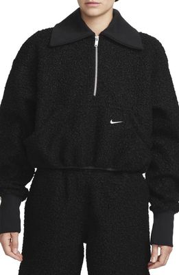 Nike Sportswear Collection High Pile Fleece Half Zip Pullover in Black/Summit White