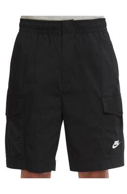 Nike Sportswear Cotton Blend Utility Shorts in Black/White