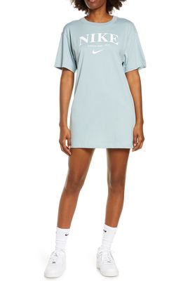 Nike Sportswear Cotton Graphic T-Shirt Dress in Ocean Cube/white