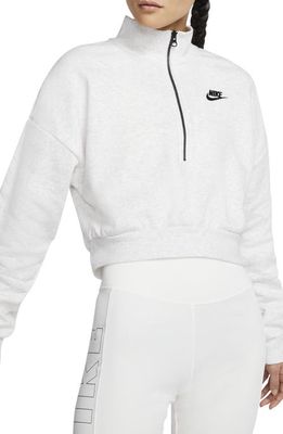 Nike Sportswear Essential Fleece Crop Pullover in Birch Heather/Black