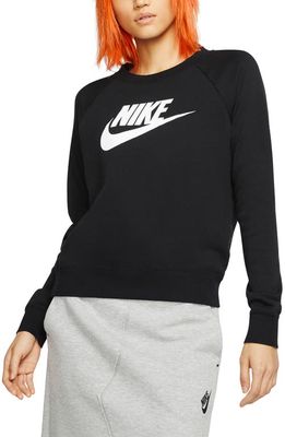 Nike Sportswear Essential Fleece Sweatshirt in Black/White