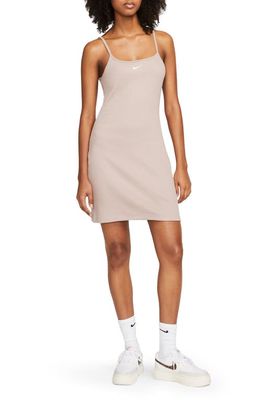 Nike Sportswear Essential Rib Dress in Hemp/White
