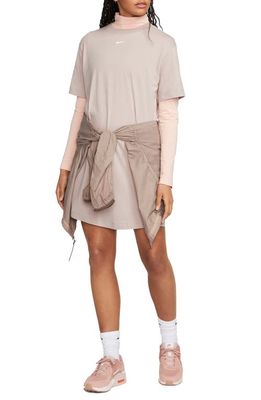 Nike Sportswear Essential T-Shirt Dress in Taupe/White