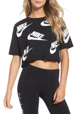 Nike Sportswear Futura Crop Tee in Black/White