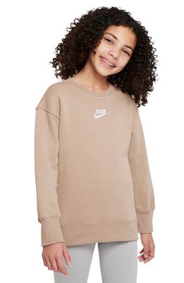 Nike Sportswear Kids' Club Fleece Sweatshirt in Khaki/White